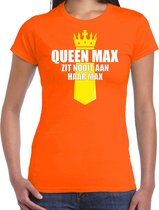 Koningsdag t-shirt Queen Max zit nooit aan haar max met kroontje oranje - dames - Kingsday outfit / kleding / shirt XXL