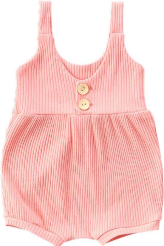 Baby jumpsuit – Mouwloos – Zomer – Roze – Maat 74/80
