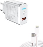 DrPhone LS1 - Chargeur 18W + Câble - Chargeur avec indicateur LED + Câble de 3 mètres - Pour les modèles iPhone/ iPad - Wit