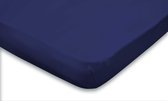 Topper Hoeslaken Jersey Katoen Stretch - donker blauw 160x200cm - Lits Jumeaux