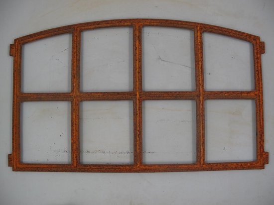 Wanddecoratie - Gietijzeren raam - Rustiek roest - 48 cm hoog
