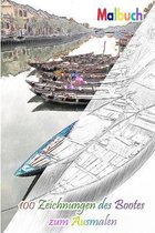 Malbuch 100 Zeichnungen des Bootes zum Ausmalen