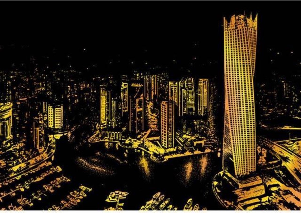 Scratch Art Dubai - 410 x 287 mm - Kras tekeningen - Scratch painting