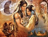 Mona Lisa Diamond Painting Set Indianen met wolf 40x50 full size vierkante steentjes