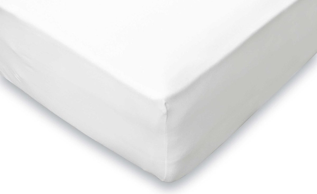 Hoeslaken Jersey Katoen Stretch 35cm Hoge Hoek - wit 160x200cm - Lits Jumeaux