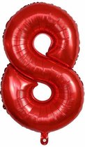 Cijfer ballon - Helium ballon - Verjaardag - Rood - 32 inch - Grote ballon - Nummer 8 - Rode ballon cijfer 8