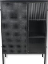 Vitrinekast - 80x34x117 - Donkergrijs - Metaal/glas