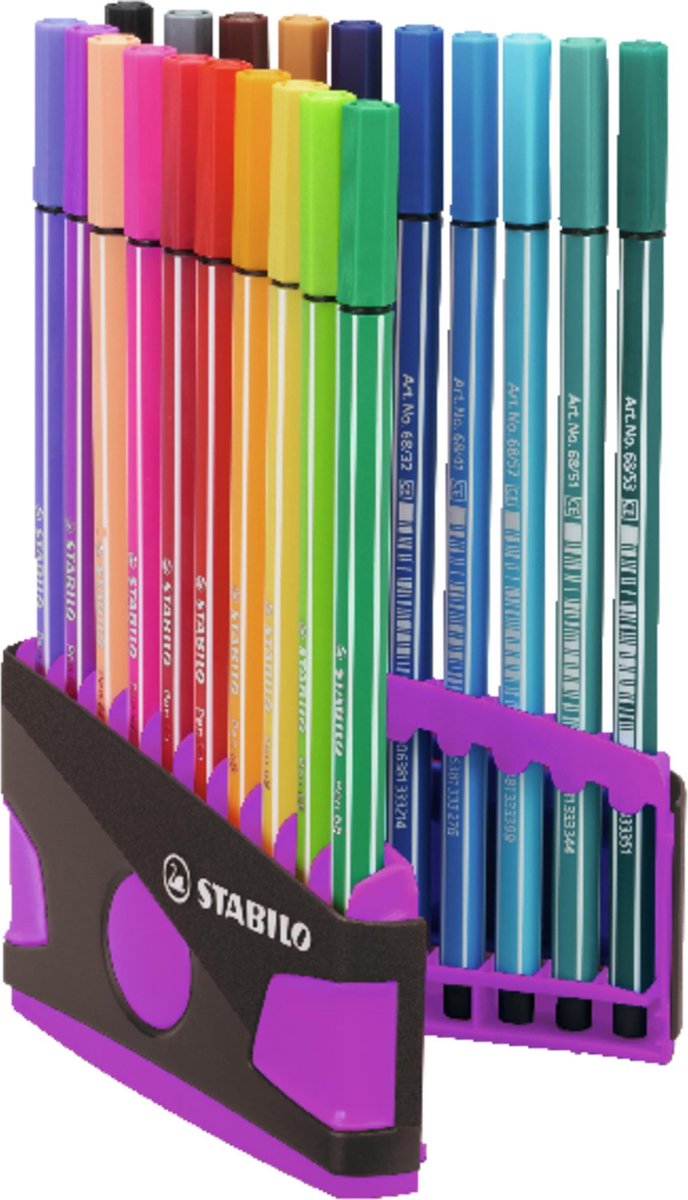 STABILO Pen 68 - Premium Viltstift - ColorParade - Antraciet/Roze - Set Met 20 Verschillende Kleuren — afbeelding 12