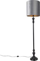 QAZQA classico - Klassieke Vloerlamp | Staande Lamp met kap - 1 lichts - H 172 cm - Grijs - Woonkamer | Slaapkamer | Keuken