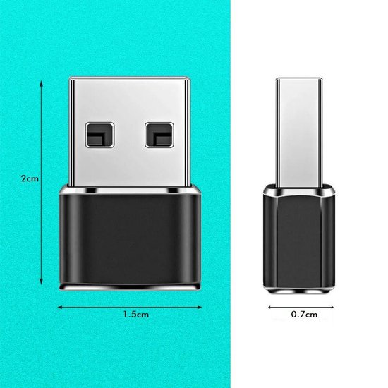 Vues Set van 2 USB-A naar USB-C 3.1 Adapter - 2 stuks - Converter - USB A to USB C HUB - Zwart - Vues