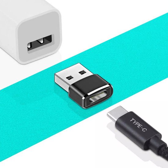 Vues Set van 2 USB-A naar USB-C 3.1 Adapter - 2 stuks - Converter - USB A to USB C HUB - Zwart - Vues