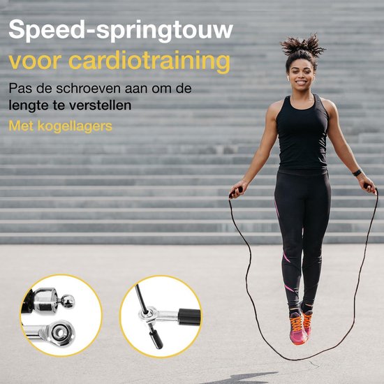 Vivid Green - Professioneel Sport Springtouw met Teller - Touwtje Springen – Volwassenen – Kinderen - Speedrope – Jump Rope - Zwart