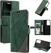Book Case Samsung Galaxy S21 Ultra | Hoogwaardig PU Leren Hoesje | Lederen Wallet Case | Luxe Uitstraling | Telefoonhoesje | Pasjeshouder | Portemonnee | Groen