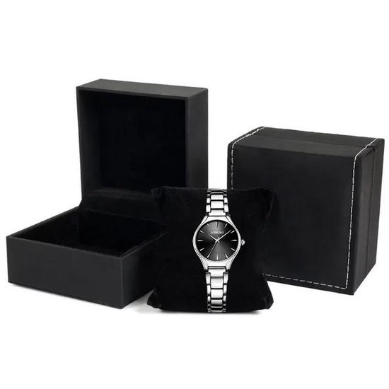 Longbo ® | Quartz Dames Horloge Longbo ® | Quartz Dames Horloge | Ø27mm | Zilver-Zwart | horloge geschenkset |1 jaar garantie Ø27mm - Zilver-Zwart | Giftbox |1 jaar garantie