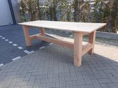 Tafel "Massief" van  Douglas hout - 95x180cm - Douglas tuintafel - Eettafel van hout met robuuste blokpoten - Robuuste tafel voor binnen en buiten - 4 tot 6 persoons