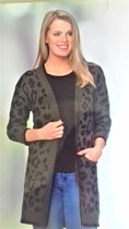 dames vest  , 100% Acryl , legergroen / zwart. , maat XL. , 3/4 mouw.