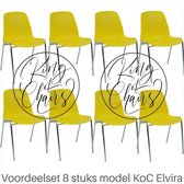 King of Chairs -set van 8- model KoC Elvira geel met verchroomd onderstel. Kantinestoel stapelstoel kuipstoel vergaderstoel tuinstoel kantine stapel stoel kantinestoelen stapelstoe
