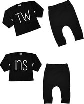 Babypakje tweeling-Geboortepakjes met tekst-Tw ins-unisex-Maat 74-2 stuks