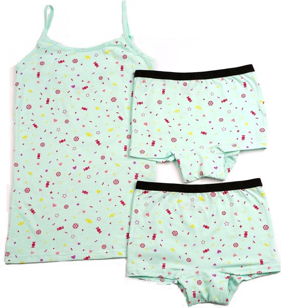 Kinderondergoed Funderwear - Set Snoepie - Mint - Maat 164 - Meisjes