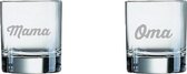 Gegraveerde wiskeyglas 20cl mama+oma