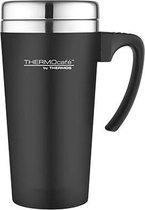 Soft Touch Thermosbeker - Koffiebeker To Go - Warmhoudbeker - Isoleerbeker - Reismok - Zwart - 420ml