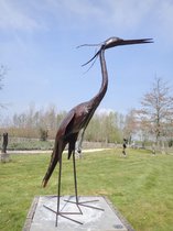Reiger, 90-95 cm, tuinbeeld in metaal, handgemaakt van recyclage materialen, Zimbabwe