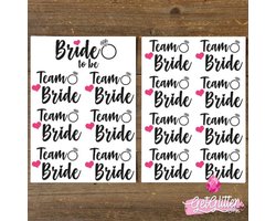 GetGlitterBaby® - Plak Tattoos / Tijdelijke Tattoo Vrouwen - Vrijgezellenfeest Versiering Vrouw - Bride to be & Team Bride - 2 Stuks