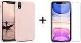 iParadise iPhone XR hoesje roze - iPhone XR hoesje siliconen case hoesjes cover hoes - 1x iPhone xr screenprotector