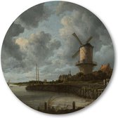 De molen bij Wijk bij Duurstede - Muurcirkel Forex 50cm - Wandcirkel voor binnen - Jacob Isaacksz van Ruisdael - Meesterwerken - Landschap