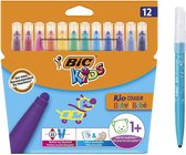 BIC Kids Kid Couleur Baby Gekleurde Viltstiften Extra Brede Punt - Verschillende Kleuren- Pak van 12 Stuks