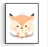 Poster Lieve Vos - Bos Dieren - Kinderkamer - Dieren Poster - Babykamer - Kinderposter / Babyshower Cadeau - 50x40cm - PosterCity