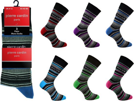 Pierre Cardin - Chaussettes Homme 43 46 - 12 paires - Rayures Colorées - Chaussettes Hautes Homme - Chaussettes Homme Taille 43 46
