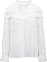 Ruffle lace blouse white