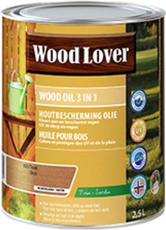 Woodlover Wood Oil 3 en 1 - Huile - Colore et protège - 920 - Teck - 2,50 l