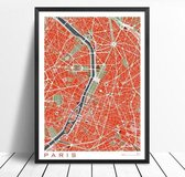 Classic Map Poster Paris - 50x70cm Canvas - Multi-color