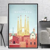 Barcelona Minimalist Poster - 15x20cm Canvas - Multi-color