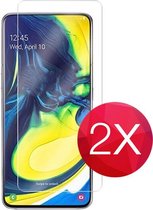 2X Screen protector - Tempered glass screenprotector voor Samsung Galaxy A80  -  Glasplaatje voor telefoon - Screen cover - 2 PACK