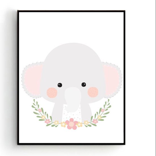 Poster Sweet Elephant - Safari Animaux - Enfants - Animaux Poster - Chambre de bébé - Affiche enfant / Cadeau de naissance - 50x40cm - Affiche City