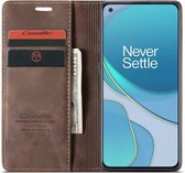 Caseme - OnePlus 8T Retro - Wallet hoesje - Coffee