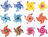Ludattica Origami: WINDMOLENS 22,5x22,5x0,5cm, 12 bladen met toebehoren, in vilten  zakje, 5+