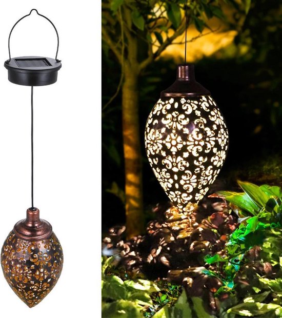 Tuinlicht - Zonne-Energie - Hanglamp - Druppelvormig Art Deco Design -  Waterdicht | bol.com