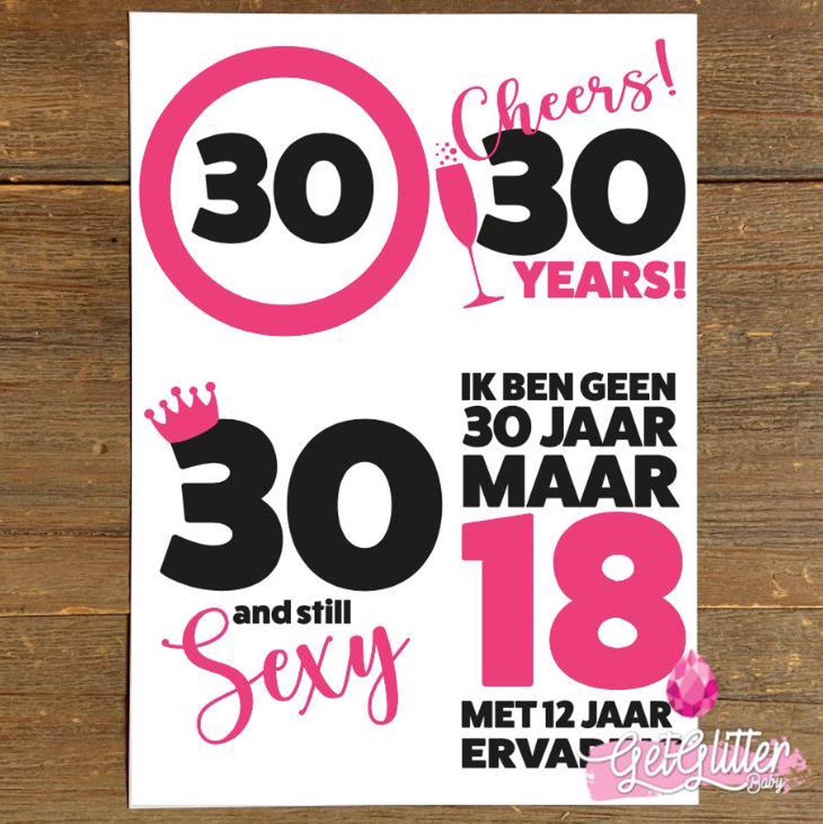 GetGlitterBaby® - Tijdelijke Tattoos / Tijdelijke Henna Festival Plak Tattoes / Nep Tatoeage voor Volwassenen / Fake Temporary Tattoo Sticker - Versiering 30 jaar Verjaardag - Vrouw