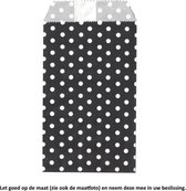 Papieren Zakjes - Zwart met witte stippen – 25 Stuks – Wit – 8 x 15 cm – Gift Bag – Geschenkzakjes – Cadeau – Cadeauzakjes - Fournituren - Traktatie - Snoep - Koek - Papier is beter voor het milieu