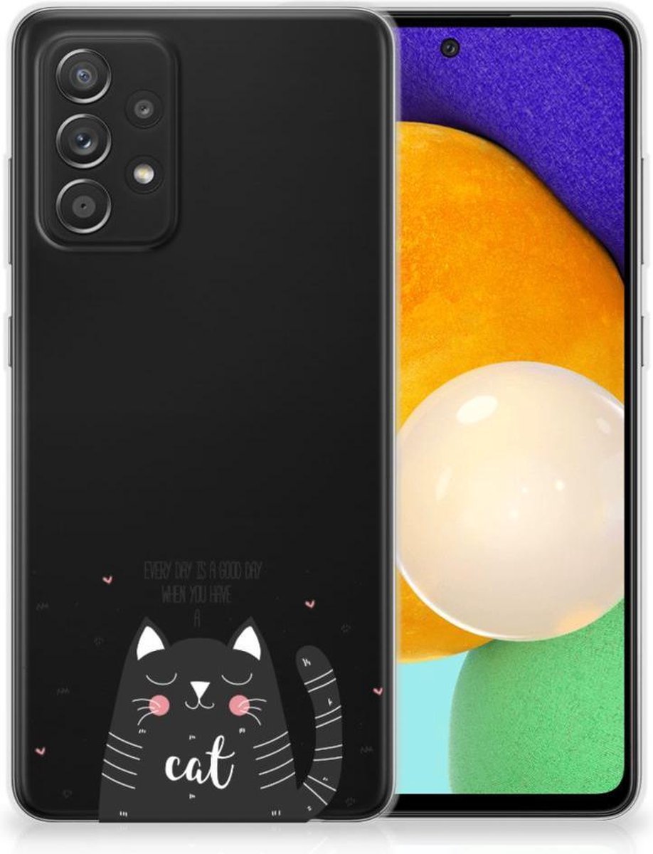 Samsung Galaxy A52 (5G/4G) Telefoonhoesje met Naam Cat Good Day