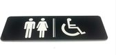 Deurbordje Toilet - WC bordjes – Tekstbord WC – Toilet bordje – Heren Dames Invalide – Man Vrouw Invalide - Bordje – Zwart - Pictogram - Zelfklevend – 5 cm x 15 cm x 1,6 mm - 5 Jaar Garantie