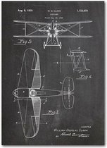 Plane Poster Black - 60x90cm Canvas - Multi-color