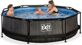 EXIT Zwembad Frame Pool Black Wood Limited Edition met Filterpomp - 300 x 76 cm