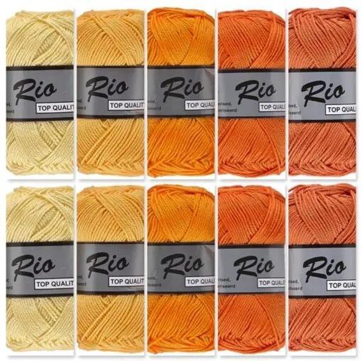 Lammy yarns Rio katoen garen pakket - geel oranje kleuren - 10 bollen