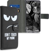 kwmobile telefoonhoesje geschikt voor Samsung Galaxy A52 / A52 5G / A52s 5G - Backcover voor smartphone - Hoesje met pasjeshouder in wit / zwart - Don't Touch My Phone design