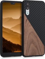 kwmobile hoesje voor Huawei P20 - Backcover in donkerbruin / zwart -Smartphonehoesje - design